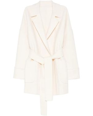Eleventy Belted Coat - White