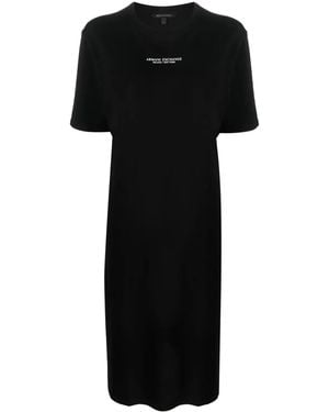 ARMANI EXCHANGE Logo-Print Side-Slit T-Shirt Dress - Black