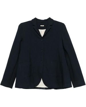 Apuntob Button-Up Notched-Lapel Blazer - Blue