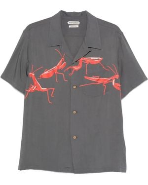 JW Anderson Graphic-Print Chest-Pocket Shirt - Grey