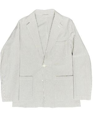 Hartford Seersucker Striped Blazer - White