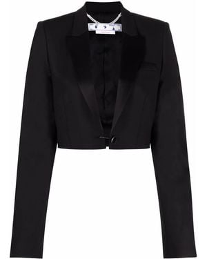 Off-White c/o Virgil Abloh Cropped Tuxedo Blazer - Black