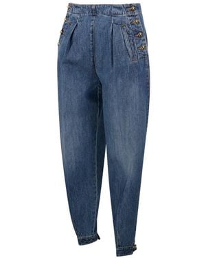 DARKPARK Button-Embellished Pleated Jeans - Blue