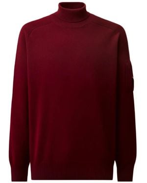 C.P. Company Lens-Detail Roll-Neck Jumper - Red