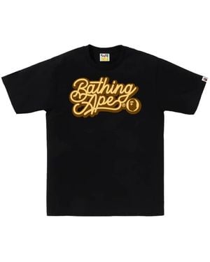 A Bathing Ape Script Logo-Print T-Shirt - Black