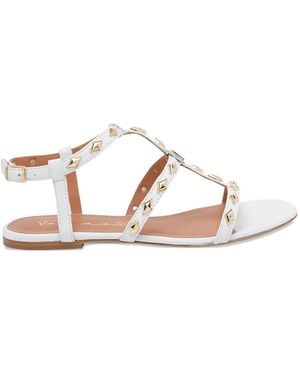 Via Roma 15 Stud-Embellished Buckled Sandals - White