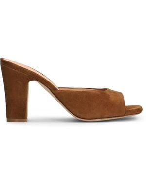 Julie Dee Open-Toe Suede Mules - Brown