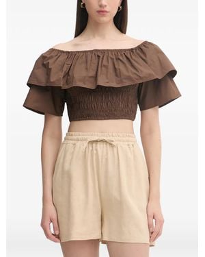 GAUDI Off-The-Shoulder Ruffled Top - Natural
