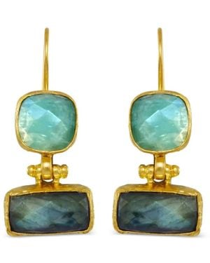 Ottoman Hands Nerissa Labradorite And Chalcedony Drop Earrings - Green