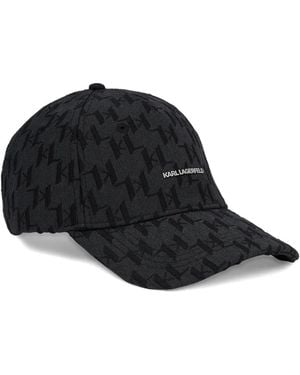 KARL LAGERFELD Monogram-Jacquard Cap - Black