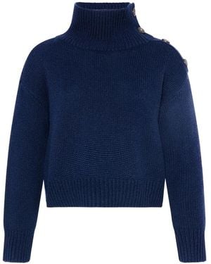 Yves Salomon Button High-Neck Jumper - Blue