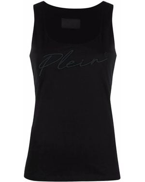 Philipp Plein Logo-Embroidered Tank Top - Black