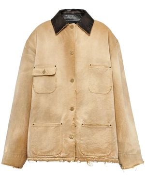 Prada Ripped Canvas Jacket - Natural