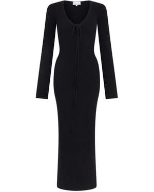 Violante Nessi Cristina Halterneck Long-Sleeve Midi Dress - Black