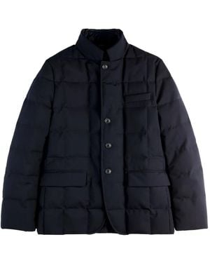 Fay Padded Button-Up Jacket - Blue