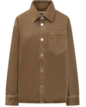Ami Paris Ami de coeur denim shirt - Braun