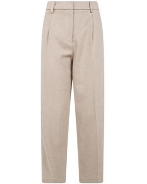 DR. HOPE Pleated Tapered Trousers - Natural