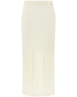 Paul & Shark Openwork-Knit Linen Midi Skirt - White