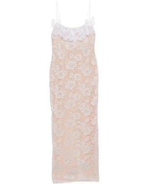 Alessandra Rich Sequin-Embroidered Lace Maxi Dress - White