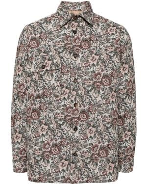 Bless Floral-Print Shirt Jacket - Grey