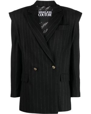 Versace Jeans Couture Pinstriped Double-Breasted Blazer - Black