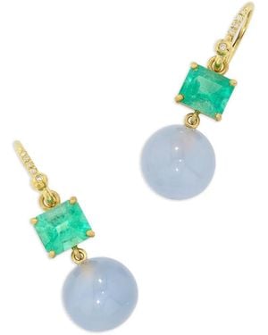Irene Neuwirth Gumball Emerald And Chalcedony Earrings - Metallic
