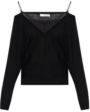 IRO Lace V-Neck Jumper - Black