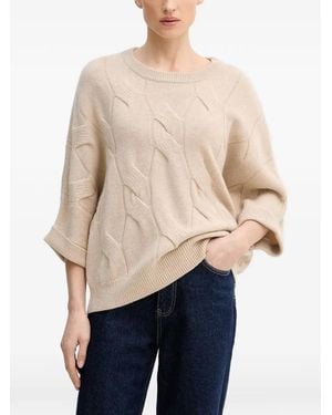 Benetton ケーブルニット セーター - ナチュラル