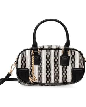 Morgan Bolso Shopper A Rayas Con Charm Del Logo - Negro