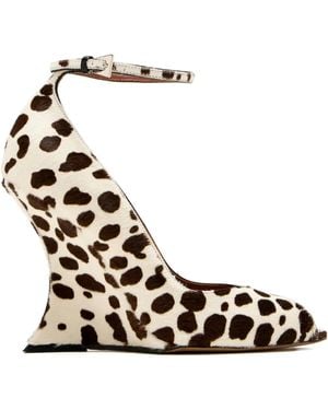 Paris Texas 110Mm Leopard-Print Wedge Court Shoes - Natural