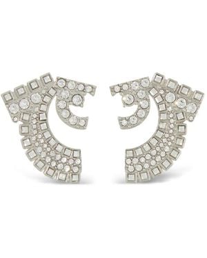 Ferragamo Deconstructed Gancini Stud Earrings - White