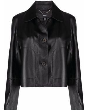 Arma Button-Up Leather Jacket - Black