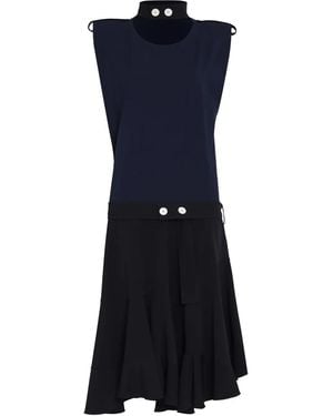 Gloria Coelho Two-Tone Belted Dress - Blue