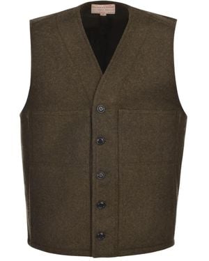 Filson Buttoned Mackinaw Wool Waistcoat - Brown