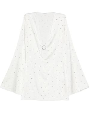 Oséree Robe Courte À Ornements En Cristal À Détail D'Anneau - White