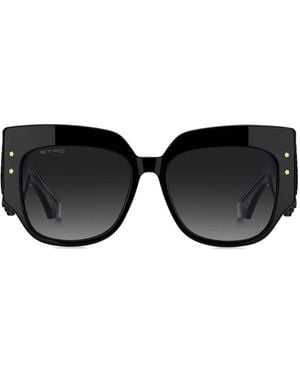 Etro Blossom-Embellished Rectangle-Frame Sunglasses - Black