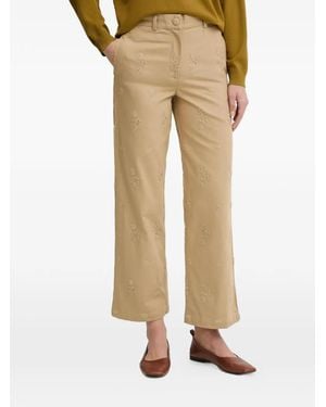 INTROPIA Floral-Embroidered Pants - Natural