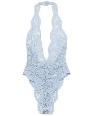 ROWEN ROSE Body Met Halternek En Kant - Blauw