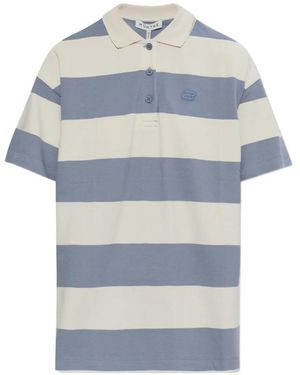 Munthe Striped Embroidered Polo Top - Blue