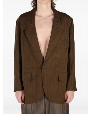 Ziggy Chen Single-Breasted Blazer - Brown