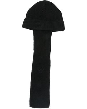 OPEN YY Gerippte Beanie Mit Schal - Schwarz