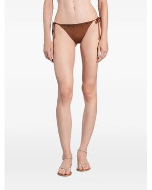 MC2 Saint Barth Rhinestone-Embellished Side-Tie Bikini Bottoms - Natural