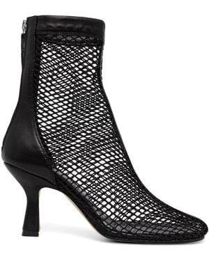 Souliers Martinez Fira Mesh Leather Ankle Boots - Black