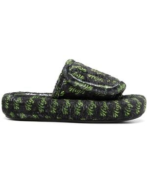 Natasha Zinko High Slippers Met Klittenband - Groen