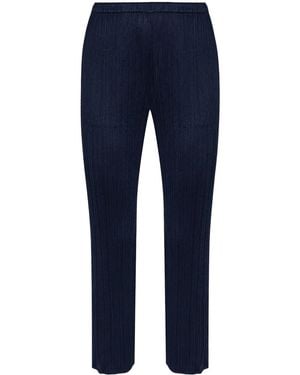 Pleats Please Issey Miyake Pantaloni Plissé - Blu