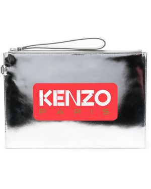 KENZO Iconic メタリックレザー クラッチバッグ - レッド