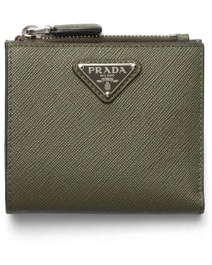 Prada Small Saffiano Leather Wallet - Green