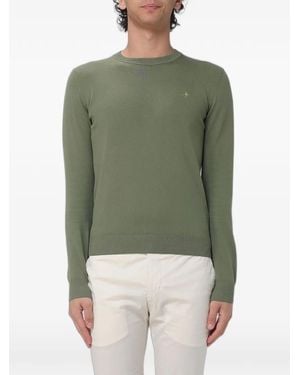 Brooksfield Logo-Embroidered Crew-Neck Jumper - Green