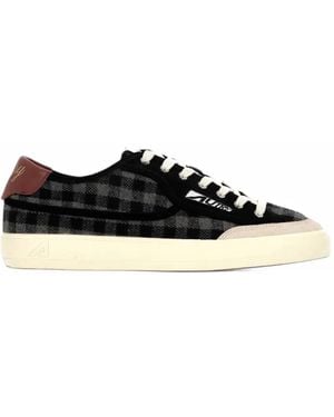 Autry Windscape Low Sneakers Aus Grauem Und Schwarzem Syrah Check-Stoff Und Wildleder