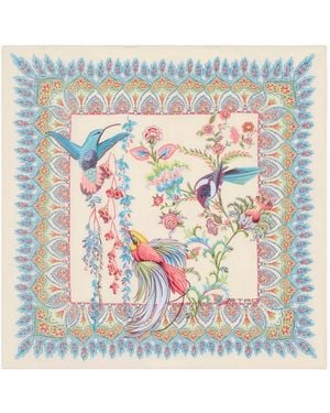 Etro Flora Fauna Silk Pocket Square - Grey
